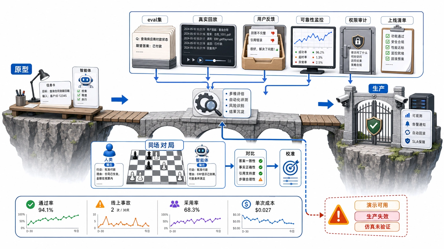 第四块地基是 eval：没有评估，demo 过不了生产这道门